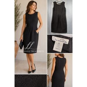 Oscar de la Renta Black Textured Sleeveless Sheath Dress Italy Size 6